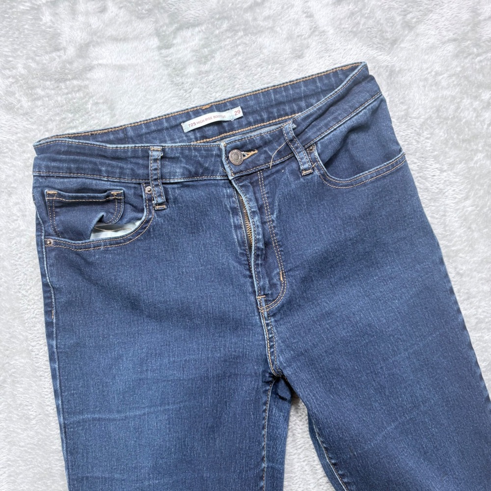 Levi's 725 Bootcut Jeans Womens 29 Dark Wash Blue Stretch Mid Rise Denim